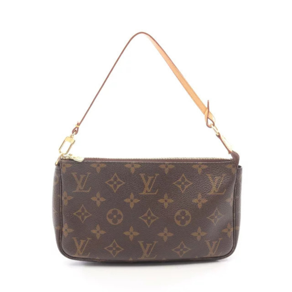 Louis Vuitton Pochette Accessoires Monogram Handbag Canvas Leather Brown